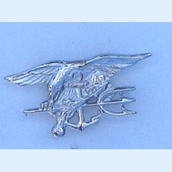 Navy Seal Pin Silver Tone 1 1/4" w/2 clutches - Military Patches and Pins