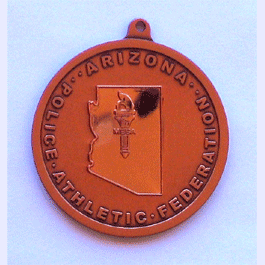 AZ Police Ath Fed Gold Medal w/ raised Silver Torch - Military Patches and Pins